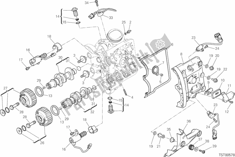 Alle onderdelen voor de Horizontaal Hoofdtimingsysteem van de Ducati Multistrada 1200 Enduro Touring Brasil 2019